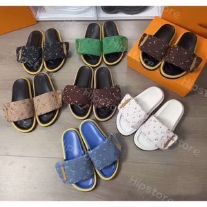 Kapty Designerskie poduszki basenowe Slajdy Platforme Sandały Klasyczna marka Summer Beach Outdoor Scuffs Casual Buty Dżins Expossed Soft Plat Slipper Shoe 35-45