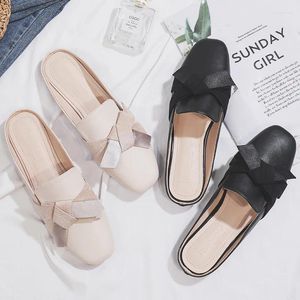 Casual Shoes Brand Designer Women Slippers Slip On Mules Flat Heel British Buckle Slides Wooden Block Heels Summer Footwear