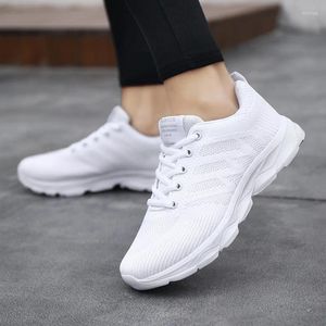 Casual Shoes Flying White Mesh Breattable Spring Women Lace-Up Sneakers Tennis Outdoors 2024 Ladies Walking Plus Size 43
