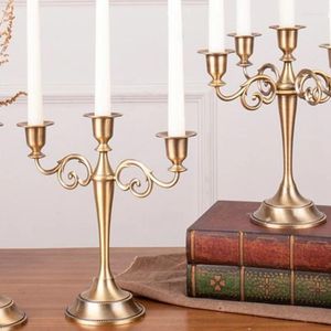 Titulares de vela Alloa de zinco 3 Armas Holder Candelabrum Celebração Europeia Festival Creative Decoração Criativa de Metal Solid Metal Candl