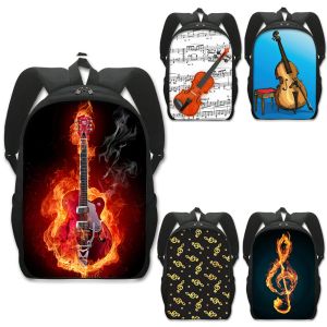 Bags Musical Instrument Gitarre / Violoncello / Violin Rucksack Musik Note Rucksack Canvas Schultaschen für Teenager Reisebuchbeutel