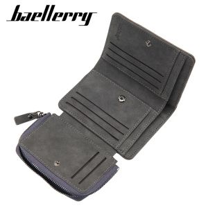 Wallets Baellerry Men Short Wallets Name Engraving Retro Card Holder Brand Male Purses Zipper Coin Pocket Classic 3Fold Men's Wallet