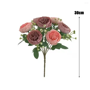 Dekorative Blumen künstliche Blume PO Requisiten eleganter Pfingstrosen Branch für Home Wedding Decor Realistic 7 Head Faux STEM