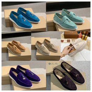 Novo top luxurys lora pianas mocassins homens homens vestidos designer de moda de moda couro plana camurça baixa vaca oxfords mocassins casuais sapatos preguiçosos