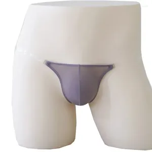 Underpants uomini slip sexy slip liscio marsurvo maschio marsupio elasticità elastica scivolano in seta ghiacciata mutandine a bassa vita in raso per giocattoli sessuali di gioco SM