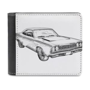 Clips 1970 Charger R / T Muscle Car Illustration Leather Wallet Men's Wallet Purse Money Clips Car Auto Automobile Vintage Charger Veh