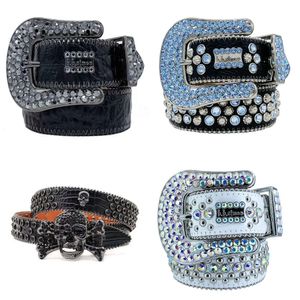 Kvinnliga män BB Simon Designer Belt Retro Needle Buckle Belt 20 Color Crystal Diamond S