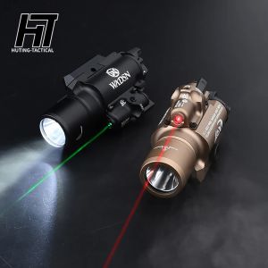 Scopes Tactical Surefir X400 X400U 600 Lumens Hanging Flashlight Red/Green Laser Combo Weapon Lightが狩りに取り付けられている20mmレールX300