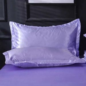Color Double Face Solid 2Pcs/Set Cases Pillowcase Summer High Quality Silk Satin Pillow Cover Bedding Supplies Th1176