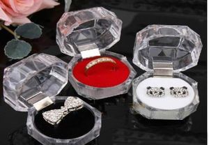 Smyckespaketlådor Ring Holder Earring Display Box Akryl Transparent Wedding Packaging Lagring Box Cases3252866