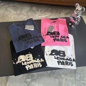 Tasarımcı Düz ​​Doğru Versiyon B Home Paris Graffiti BB Kısa Kollu T-Shirt Saf Pamuk Yüksek Lüks Moda