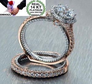 Omhxzj Whole European Para Pierścienie Modna Kobieta Man Party Prezent Wedding Prezent Luksusowy biały cyrkon 14KT Rose Golds Białe złoto Pierścień SE2640753