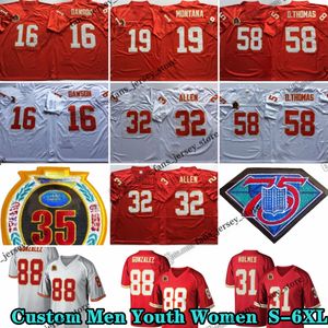 Custom S-6XL 75th Throwback 15 Patrick Mahomes 1968 Football Jerseys 16 Len Dawson 58 Derrick Thomas 19 Joe Montana 32 Marcus Allen 97 Travis Kelce 88 Tony Gonzalez