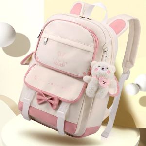 Bolsas Kawaii Backpack Cartoon rosa Cute Junior High School Mochila Backpack Sacos de Escola de grande capacidade para meninas fêmeas