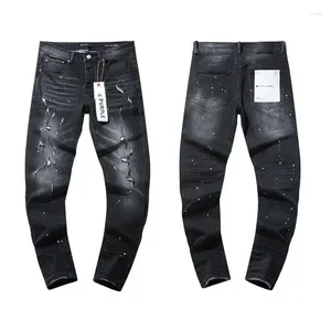 Men's Jeans High Quality2024 Purple Brand Cross Border American Style Street Paint Hole Black For Foreign Trade Pants