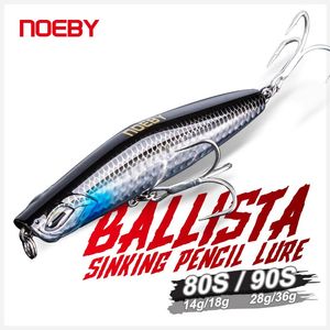 Noeby Sinking Fishing Lures 80mm 14G 18G 99mm 28g 36GシールアーWobbler Pencil人工硬いベース240407