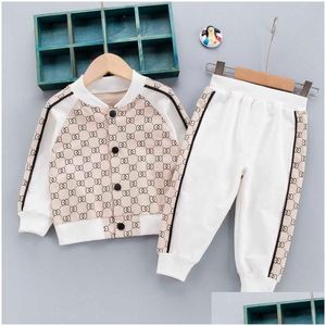 Kleidungssets 0-5 Jahre Spring Boy Set New Casual Fashion Cartoon aktive T-Shirt-Kind-Kinder Kinder Baby Kleinkind Drop Lieferung Kinder Mat Dhd6t