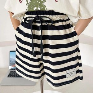 Trousers Children Clothing Fashion Loose All Match Pants 2024 Summer Korean Style Boys Girls Striped Shorts Casual Thin