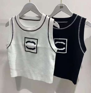 Anagram-embroidered Women Tanks Camis Cotton-Blend Tank Tops 2 C Letters 디자이너 스커트 요가 정장 채널 드레스 브라 조끼 여성 솔리드 빈티지 티셔츠 Femme 46546