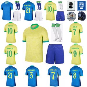 Youth Men National Team Brasil Soccer Jerseys 24-25 Copa America 21 ENDRICK 8 PAQUETA 10 RODRYGO BERALDO BENTO BRUNO WENDELL JUNIOR RICHARLISON Football Shirt Kits