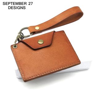 Innehavare ID Badge Case for Office Work äkta läder Luxury Identity Card Holders Dractable Lanyard Student Card Bag Tag