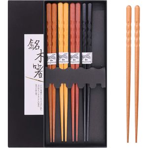 Порная купли-палочки для многоразового использования японские натуральные деревянные 5 пары классический стиль легкий подарки вручную.