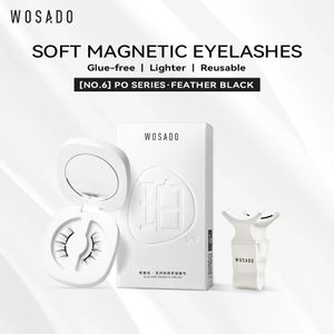 Wosado Magnetic Lashes Nr. 6 Feder Black Professional Premium wiederverwendbares sicheres Dupont 3D Patentierte falsche Wimpern Romantische Fee F 240415