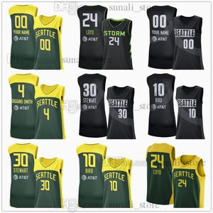 2024 Storm Women Basketball Maglie 24 Jewell Loyd 4 Skylar Diggins-Smith 30 Breanna Stewart 10 Sue Bird 0 Kaela Davis Russell Melbourne Vivians Williams Holmes