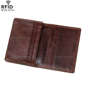 Wallets DOLOVE Business Men Credit Card Holder 100% Cowhide Leather Wallet Men's Coffee Bifold Card ID Holder Free Shipping