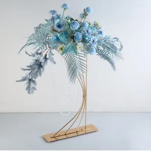 Party Decoration Shiny Gold Arch Flower Stand Tall Metal Road Lead Wedding Centerpiece Flowers Rack For Event Home 84cm 10st