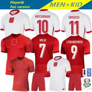 Polonia 24/25 Maglie da calcio per bambini Lewandowski a casa 2024 Euro Coppa Polska National Team Milik Piszczek Piatek Grosicki Krychowiak Zielinski Shirt Kit Kit