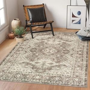 Mattor Rugland 9x12 Area Rug - Stain Resistant Washable Anti Slip Backing Rugs For Living Room Vintage Tribal