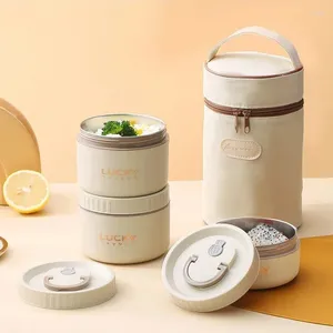 Dinnerware Bento Lunch Box Set Portable Keep Warm Container With Insulated Bag 18/8 Stainless Steel Thermal