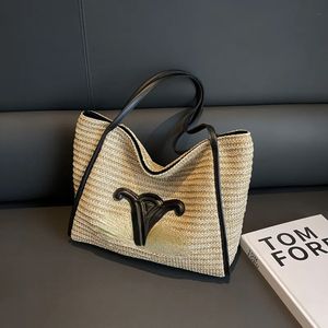 Top Quality Woven Bag Women New Vintage Single Shoulder Tote Bag Fashion All-in-one Large Capacity Underarm Straw Bags