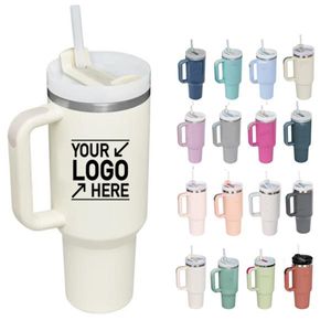 Tumbler de 40 onças com alça isolada reutilizável caneca de aço inoxidável para chá ou café gelado, smoothie e mais HSK010