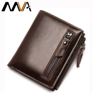 Portafoglio maschile MVA Portafoglio maschile in pelle vera borsetta slim/ mini portafogli sacchetti di denaro maschile portafoglio in pelle per la borsa del portafoglio di carte 6046
