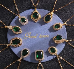 Collane a ciondolo designer di collana di lusso gioielli imitazioni smeraldi donne in acciaio in acciaio in acciaio Gold non si dissolve mai non Alle2076065