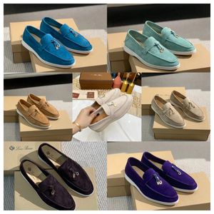 2024 Yeni Lüks Lora Pianas Loafers Kadın Erkekler Elbise Ayakkabı Tasarımcı Moda Deri Düz Düşük Süet İnek Oxfords Sıradan Moccasins Boyut 35-47