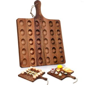 Kitchen Storage Reversible Wooden Deviled Egg Platter Tray Charcuterie Board Acacia Holder Cutting Cheese Serving