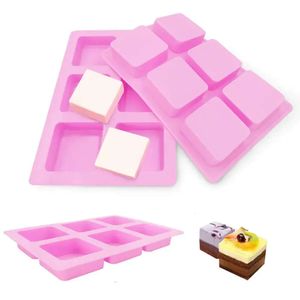 Grids Baking Moulds Square Cake 6 DIY Ice Cream Cheese Chocolate Silicone Mould Reusable Cold Soap Mold Kitchen Bar Bake Tool Th1362 Th132