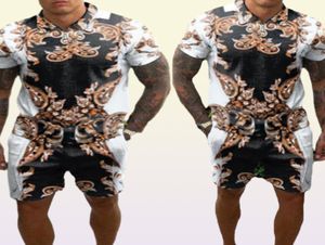 Men039S spårar Tshirt Loose Printed Shorts Youth Casual Suits Man XXL Plus Size Blus Retro Printing Track Suit3416218