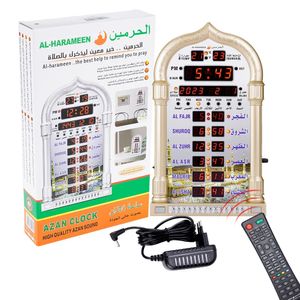 Mesquita de Mesquita Azan Digital Mesquita Islâmica Mesquita Azan Calendário Muçulmano Relógio da parede Relógio Ramadã Decoração de casa Controle remoto 240403