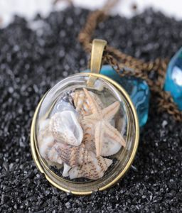 Summer Beach Style Conch Muschelstärke Anhänger Halskette Bronze Farbe Glasdecke Seaside Meer Ozean Halskette Schmuck2653583