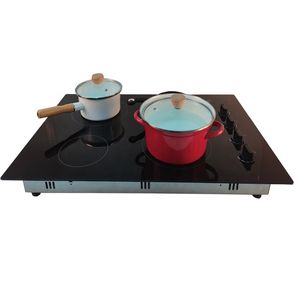 Electric Cooktop 4 Burners Electric Radiant Stove, Built-in Smoothtop Ceramic Glass, 220V Fits for All Cookware T4-04M