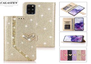 Shiny Bling Glitter Hülle für Samsung Galaxy S21FE S20 Plus S10E S9 S8 S7 NOTRA20ULTRA 8 9 10 Leder Brieftasche Flip Phone Cover Capa Y9454656