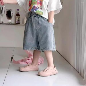 Trousers Children Denim Shorts 2024 Summer Korean Style Jeans Thin Quarter Pants All Match Fashion Kids Clothes