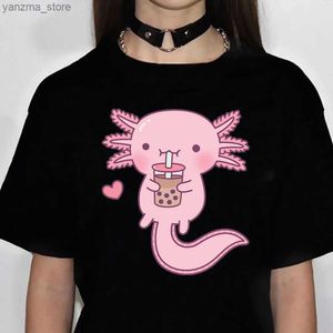 Koszulka damska Śliczna dinozaur Bubble Tea T Shirt Kobiet Designer Anime Strtwear T-shirty żeńskie harajuku śmieszne kobiety ubrania Y240420