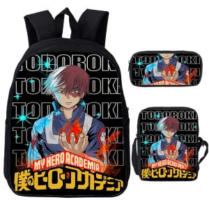 Mochilas My Hero Academia Anime Backpack 3pcs Conjunto de Bookbag Bookbag Cartoon Kids School School Boku No Hero Academia School Sagra Children Backpack