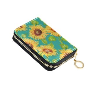 Holders Fashion Women Business Card Holder Credit Card Case ID Bag For Ladies Organizer Sunflower Wallet With Driver's License Slots