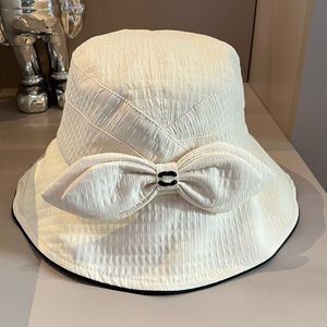 Fashion Designer Bow Bucket Hat Fisherman's Hat Hollowed Out Knit Hat Atmospheric Luxury Sun Hat Small Round Hat UV Protection Brim Foldable